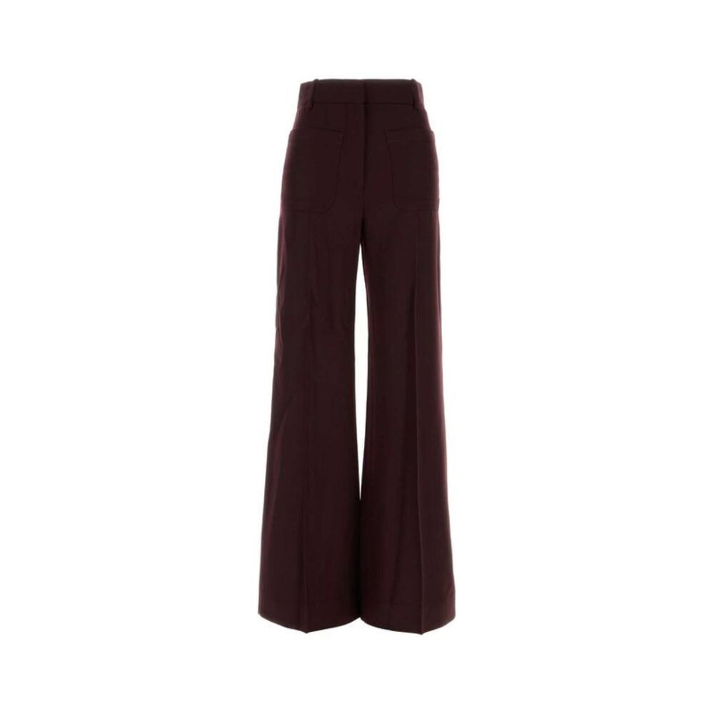 Victoria Beckham Women Aubergine Wool Alina Wide-Leg Pant